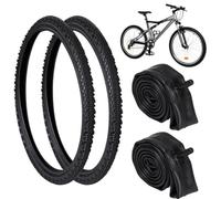Sacolin 26” X 1.95” Mountain Tires with 32Mm Av Valve, Two Pieces 26” X 1.9”-2.125” Tubes, Beach Cruiser'S Puncture-Proof Tires & Tubes Replacements