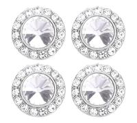 Sacolin 4 Pcs Decorative Snap Buttons, 0.9 in White Sparkly Rhinestone Buttons, Classic Round Alloy Charms, Versatile for Jewelry Making, DIY Craft, Bracelets, Pendants