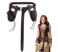 Sacolin Adjustable Viking Belt, 3 Piece Dark Brown Pu Leather Set, Sword Sheath And Holder, Medieval Celtic, Renaissance Knight Costume, Role-Playing Gear