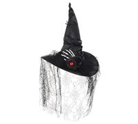 Sacolin Black Lace Halloween Witch Hat, With Spider &, 15.8 X 16.9 In, Gothic Costume Accessory