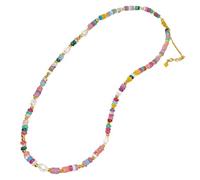 Sacolin Colorful Beaded Necklace for Women, Bohemian Necklace, 40 cm with 7 cm Extender, Alloy, Mother of Pearl and Crystal Elements, Handcrafted Layered Design for Casual and Formal Wear