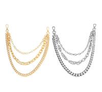 Sacolin Gold & Silver Multi-Layer Chains Set, 2 Pcs Metal Jean Chain, Punk Hip Hop Wallet Chain For Men Women