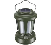Sacolin Solar Powered Camping Lantern Rechargeable, Bright Lumen Led Tent Lamp, 5.9 in 360° Illumination Outdoor Light with Stepless Dimming Knob, Green
