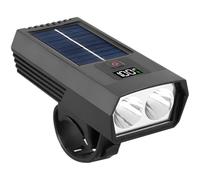 Sacolin Solar-Powered Light with Digital Display, USB Rechargeable Front Light, 2 Led, Long Beam Distance, Loud Horn, Waterproof