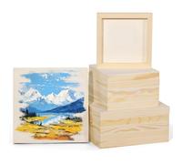 Sacolin Unpainted Pine Cradled Wood Piece for Oils Acrylics, DIY Art Craft Boards, Natural Wooden Canvas, 2 Sizes, Twelve Pcs Wooden Panel Boards, Unfinished Wood Canvas Panel for Watercolor