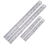 SACONELL Stainless Steel Ruler Set, 2 Pcs Metal Ruler 30cm (12Inch) + 2 Pcs Metal Ruler 15cm (6Inch), Metric and Inch Dual Marking Straight Edge Steel Rulers for School Office Home Measuring