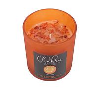 Sacral Chakra Candle: Orange Fragranced with Carnelian Crystal Chips, Reusable Glass Holder, Metallic Lid - 25-Hour Burn Time, Paraffin Wax - Spiritual Purpose, Seven Chakras Healing
