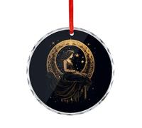 Sacral Night Woman Witch on Moon Star Christmas Ornaments Glass Crystal Round Hanging Decorations for Xmas Tree Holiday Party