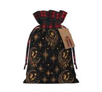 Sacral Night Women on Moon Christmas Gift Bag 11.8 x 8.3 Inches | Drawstring Gift Bag With Tags Reusable Gift Wrapping Bag For Storing Candies And Snacks For Festivals Party Weddings Gifts