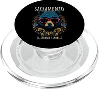Sacramento CA Fun Bear Wearing Glasses with Flowers Design PopSockets PopGrip for MagSafe