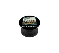 Sacramento California Skyline Capitol Retro City Art PopSockets Adhesive PopGrip