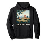 Sacramento California Skyline Capitol Retro City Art Pullover Hoodie