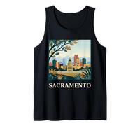 Sacramento California Skyline Capitol Retro City Art Tank Top
