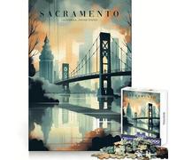 Sacramento Urban Horizon Jigsaw Puzzles for Adults 1000 Pieces Brain Skill Relaxed Mind Exact Edge Art Collection Piece (38x52cm)