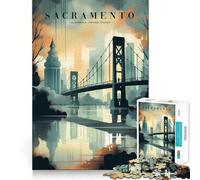 Sacramento Urban Horizon Jigsaw Puzzles for Adults 1000 Pieces Brain Skill Relaxed Mind Exact Edge Art Collection Piece (38x52cm)