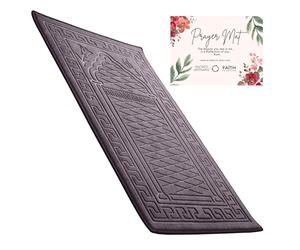 Sacred Artisans Prayer Mat with Thick, Padded, Plush Foam | Soft Velvet Muslim Prayer Rug for Salah & Islamic Gift for Ramadan, Eid, Hajj or Travel (Sage Grey)