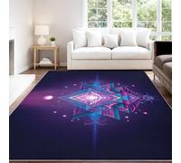 Sacred Artistic Spiritual Mysterious Area Rug 140 x 200 cm Washable Rugs Carpet Indoor Non-Slip Floor Mat Blue Purple Eye of Horus Floor Carpet for Esports Room