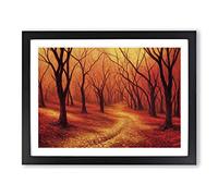 Sacred Autumn Forest Framed Wall Art Print A2 Black
