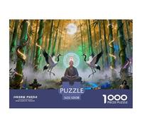 Sacred Bamboo Forest Enlightenment with Cranes Dancing Wooden Jigsaw Puzzle Waterproof 1000 Piece Puzzles for Adults Gifts Impossible Challenging Games