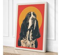 Sacred Basset Hound Retro Canvas Wall Art Print 36x24 Inch