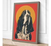 Sacred Basset Hound Retro Canvas Wall Art Print 36x24 Inch