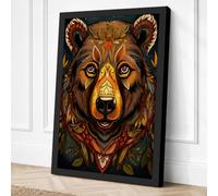 Sacred Bear Spirit Maximalist Canvas Wall Art Print 36x24 Inch