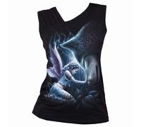 SACRED BOND - Gathered Shoulder Slant Vest Black Spiral Black L