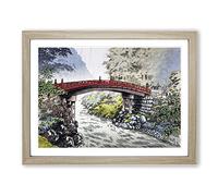 Sacred Bridge In Nikko By Tsuchiya Koitsu Framed Wall Art Print A4 Oak