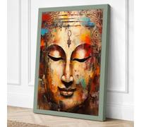 Sacred Buddha Boho Canvas Wall Art Print 36x24 Inch