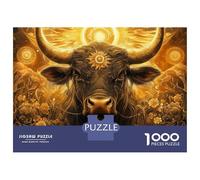 Sacred Bull 1000 Piece Jigsaw Puzzle Paper for Adults Golden Abstract Art Relaxation Home Decor Gift Focus 52x38cm/1000pcs