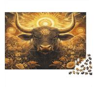 Sacred Bull Golden Floral Art 1000 Piece Jigsaw Puzzle Paper for Adults Relaxing Focus Home Decor Gift 38x26cm/1000pcs