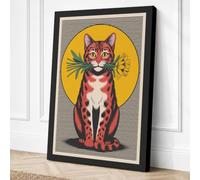 Sacred Cat Icon Eclectic Canvas Wall Art Print 18x12 Inch | Ready to Hang, Gallery Wrapped, Fade-Resistant Inks, Securely Packaged, UK Made