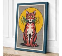 Sacred Cat Icon Eclectic Canvas Wall Art Print 36x24 Inch (91 x 61 cm)