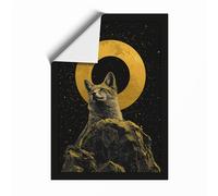 Sacred Cat Under Stars Japandi Unframed Wall Art Print A3 (42×29.7cm), Wall Decor for Living Room, Bedroom, Office & Home, Art Gift