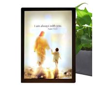 Sacred Christ Lamp, LED Frame Light, Spiritual Table Decor, Inspirational Christian Home Display Piece, Decorative Church Nursery Accent, Religious Lighting for Baptism, Family, 22x17cm