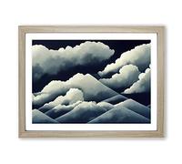 Sacred Clouds Abstract Framed Wall Art Print A2 Oak