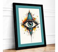 Sacred Eye Geometry Abstract Framed Wall Art Print A3 (42×29.7cm) Black, Wall Decor for Living Room, Bedroom, Office & Home, Ready to Hang, Art Gift