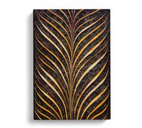 Sacred Feather Black, Peach, Peach Canvas Print | Gallery Wrapped 30mm Frame Wall Art | 30x20 inches | Ready to Hang | Contemporary Still Life Picture | Living Room Bedroom Lounge Office
