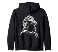 Sacred Figure Upward Gaze Christian Religious Faith Art Zip Hoodie