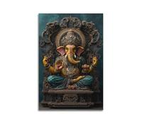 Sacred Ganesh Hindu Wall Art Canvas Poster Panoramic Religious Decor Ideal for Living Room Study Prayer Corner Aesthetic Cultural Home Interior 24x36inch(60x90cm)