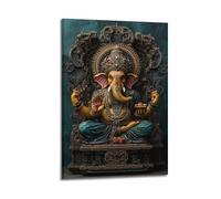Sacred Ganesh Hindu Wall Art Canvas Poster Panoramic Religious Decor Ideal for Living Room Study Prayer Corner Aesthetic Cultural Home Interior 24x36inch(60x90cm)