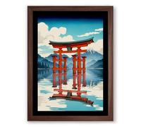 Sacred Gate Reflected Japandi Framed Wall Art Print A3 (42×29.7cm) Walnut, Wall Decor for Living Room, Bedroom, Office & Home, Ready to Hang, Art Gift