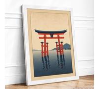 Sacred Gateway at Dawn Japandi Framed Wall Art Print A1 (84.1×59.4cm) White, Wall Decor for Living Room, Bedroom, Office & Home, Ready to Hang, Art Gift