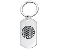 Sacred Geometry Flower of Life Keychain Seven Chakras Meditation Stainless Steel Keyring Tag, Spititual Protection Origin of Life Symbol Blessing Amulets Gifts for Men Women