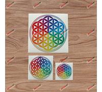 Sacred Geometry Flower of Life Rainbow Vinyl Decal Sticker - 3 Pack Reflective, 5.1cm, 7.6cm, 12.7cm - for Car Boat Laptop Cup Phone