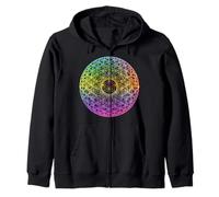 Sacred Geometry Mandala Chakra Alignment Through Ps chedelic Zip Hoodie