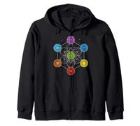 Sacred Geometry Metatrons Cube 7 Chakras - Psychedelic Shirt Zip Hoodie