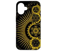 Sacred Geometry Symbols Hippie Psychedelic Gold Merkabah Case for iPhone 16