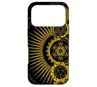 Sacred Geometry Symbols Hippie Psychedelic Gold Merkabah Case for iPhone 17 Pro