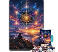 Sacred Geometry Universe Mountain Adult Puzzle, Wooden Jigsaw, 300 Pieces | Border-first building - solo or shared leisure at your own pace.